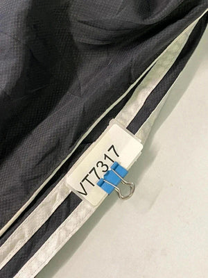 Adidas Men's Windbreaker Jacket Grey and Black with Striped Sleeves