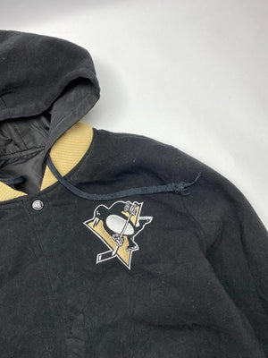 Vintage NHL Pittsburgh Penguins Hooded Jacket – Black/Yellow – Men’s XL