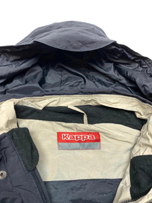 Kappa Black and Beige Hooded Windbreaker Jacket