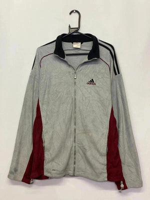 Adidas Men's Grey and Burgundy Full-Zip Activewear Jacket