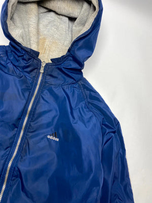 Adidas Vintage Blue Hooded Windbreaker Jacket (Men’s XXL)