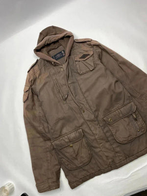 Umbro Brown Hooded Utility Field Jacket – Size L