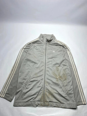 Adidas Grey 3-Stripes Track Jacket – L – Vintage Style