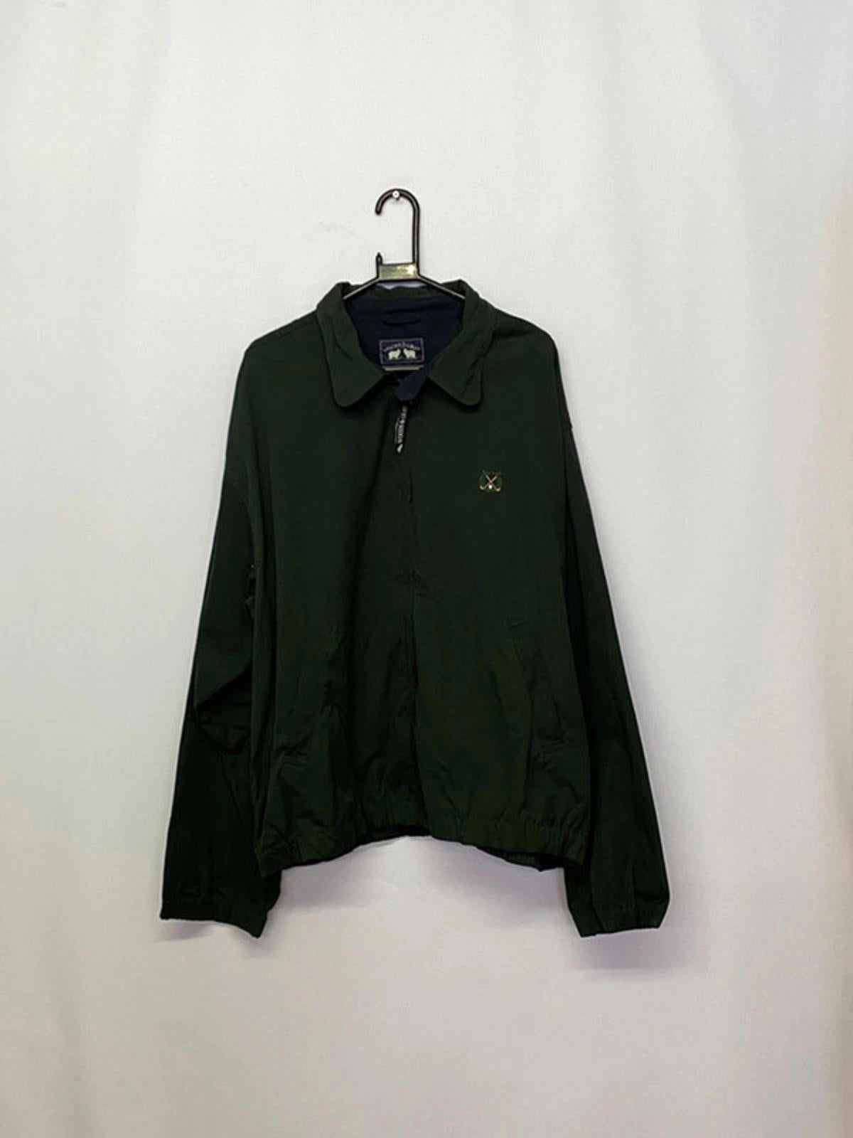 Vintage Woods & Gray 1/4 Zip Cotton Jacket – Forest Green, Size XXL
