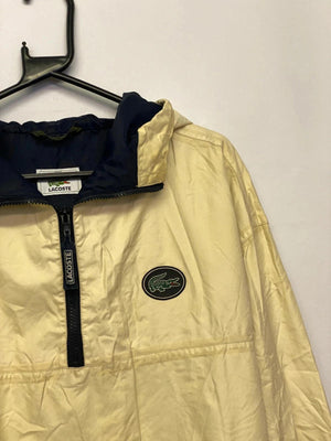 Vintage Lacoste Beige/Navy Half-Zip Hooded Windbreaker