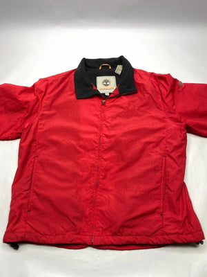 Timberland Men's Red Utility Jacket with Black Collar