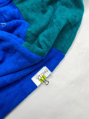 Men's Blue and Green Fleece Jacket with Full Zip