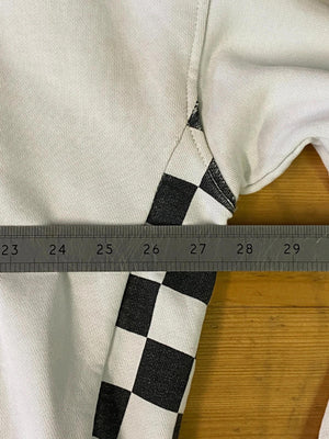 Quiksilver White Hoodie with Checkerboard Sleeve Detail