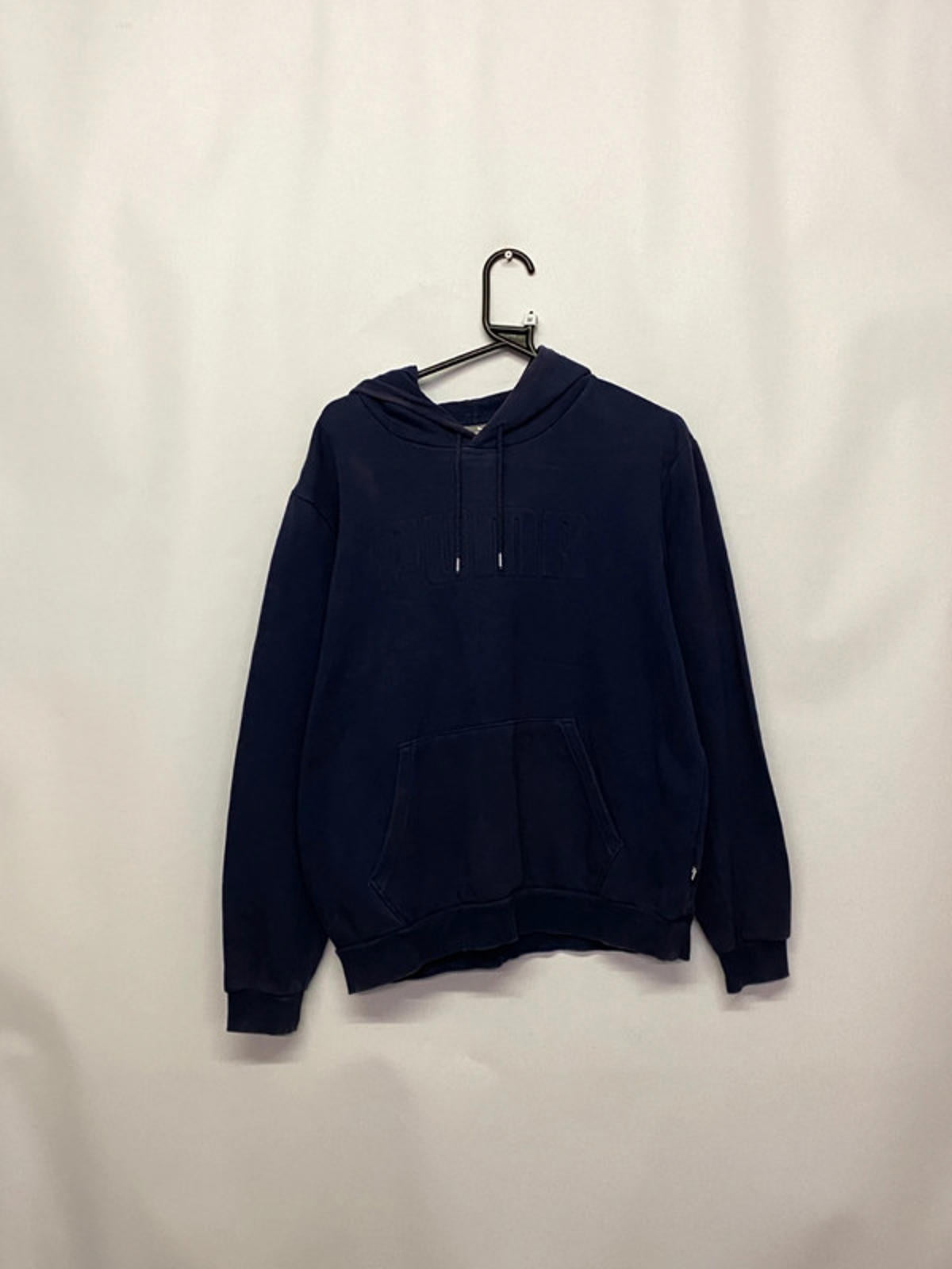 Puma Navy Blue Embossed Logo Hoodie Size M