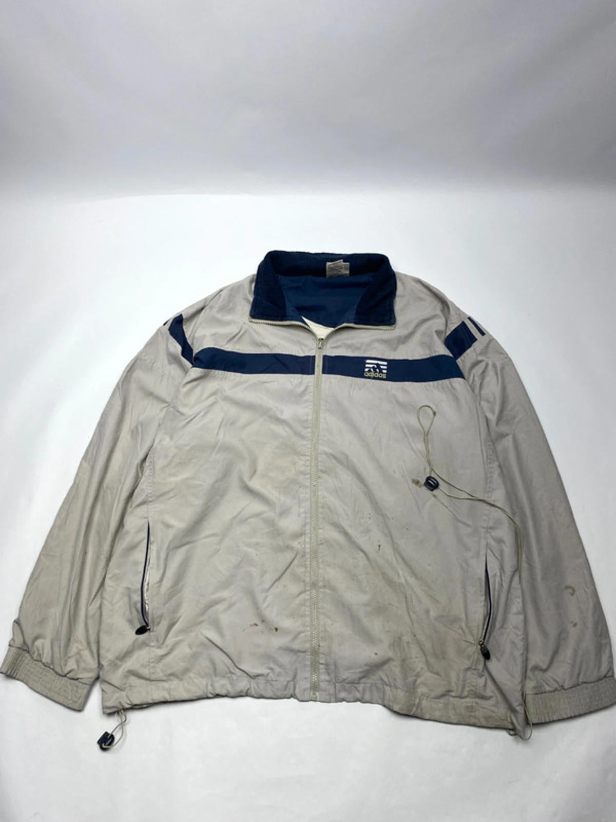 Adidas Equipment Vintage Windbreaker – Beige & Navy – Size XL