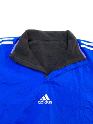 Adidas Reversible Blue & Black 1/4 Zip Windbreaker Fleece Pullover