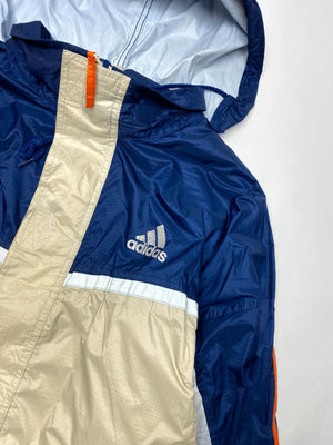 Vintage Adidas Blue & Cream Hooded Windbreaker Jacket (Men’s L)