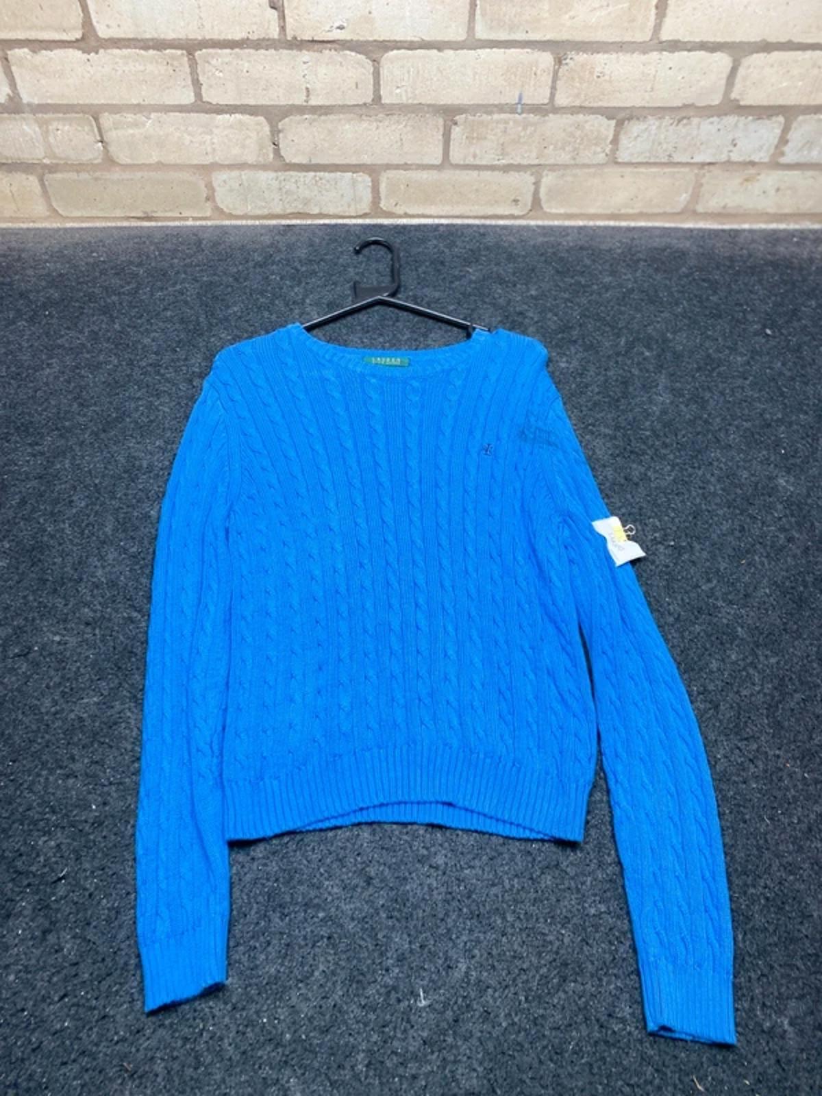 Lauren Ralph Lauren Cable Knit Jumper Blue Crewneck Sweater Women’s M