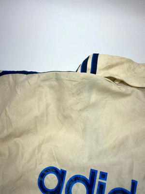 Vintage Adidas Men's Windbreaker Jacket Blue and Cream