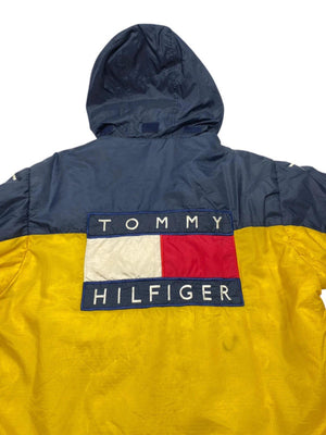 Yellow and Navy Tommy Hilfiger Jacket Men's Large
