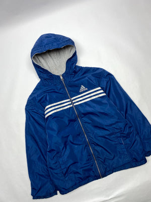 Vintage Adidas Blue Hooded Windbreaker Jacket