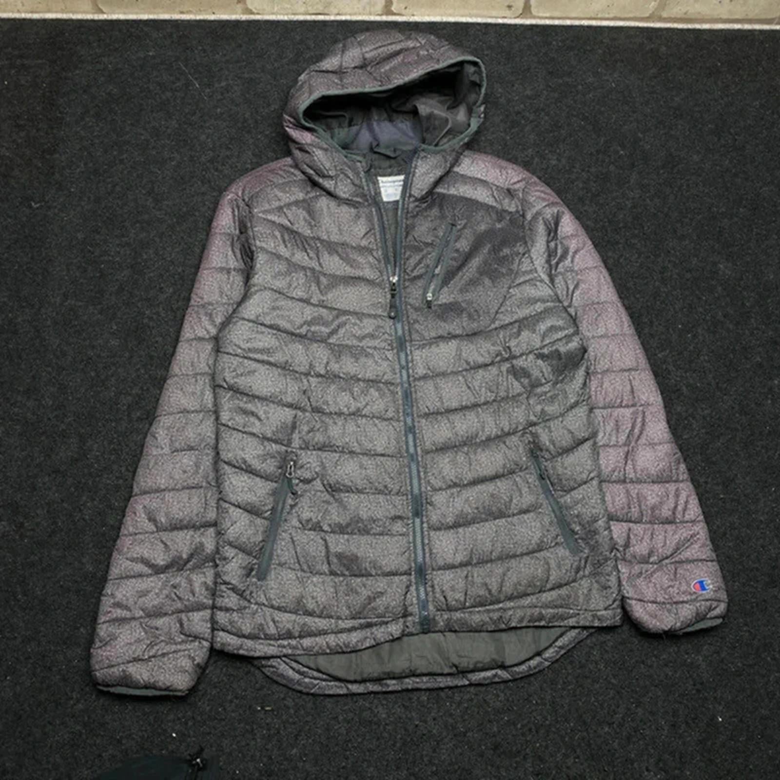 Dark Purple Champion Puffer Jacket Men's Small