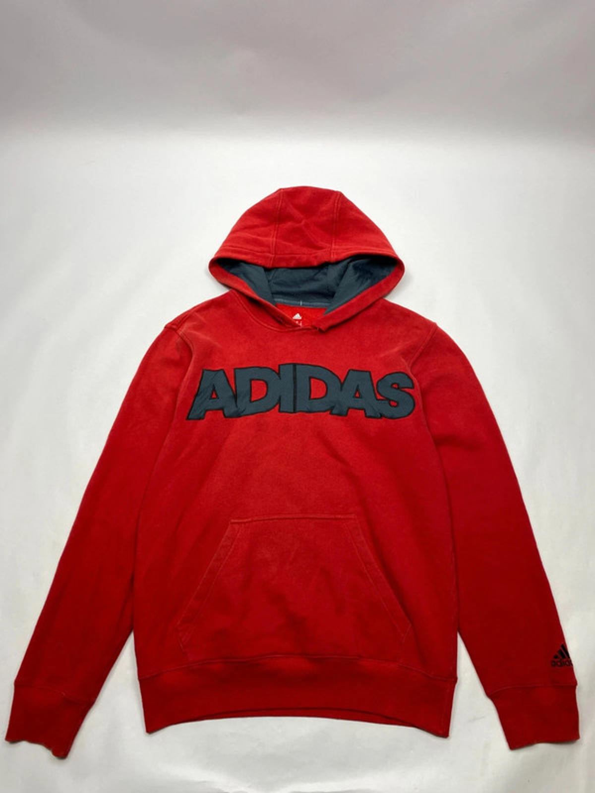Adidas Red Fleece-Lined Hoodie with Bold Logo