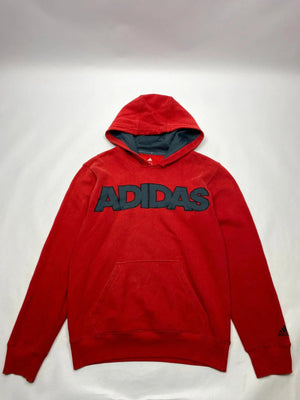 Adidas Red Fleece-Lined Hoodie with Bold Logo