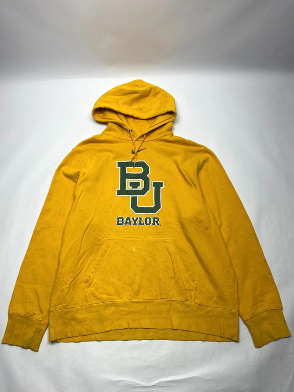 Baylor University Yellow Hoodie – Size L (Distressed/Vintage)