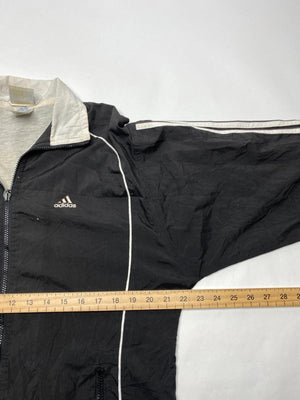 Adidas Vintage Black & White 3-Stripes Windbreaker Jacket (Men’s L)