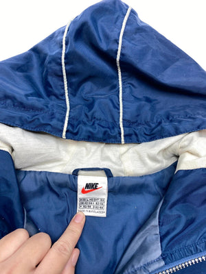 Vintage Nike Navy Blue Hooded Windbreaker Jacket (Men’s L)