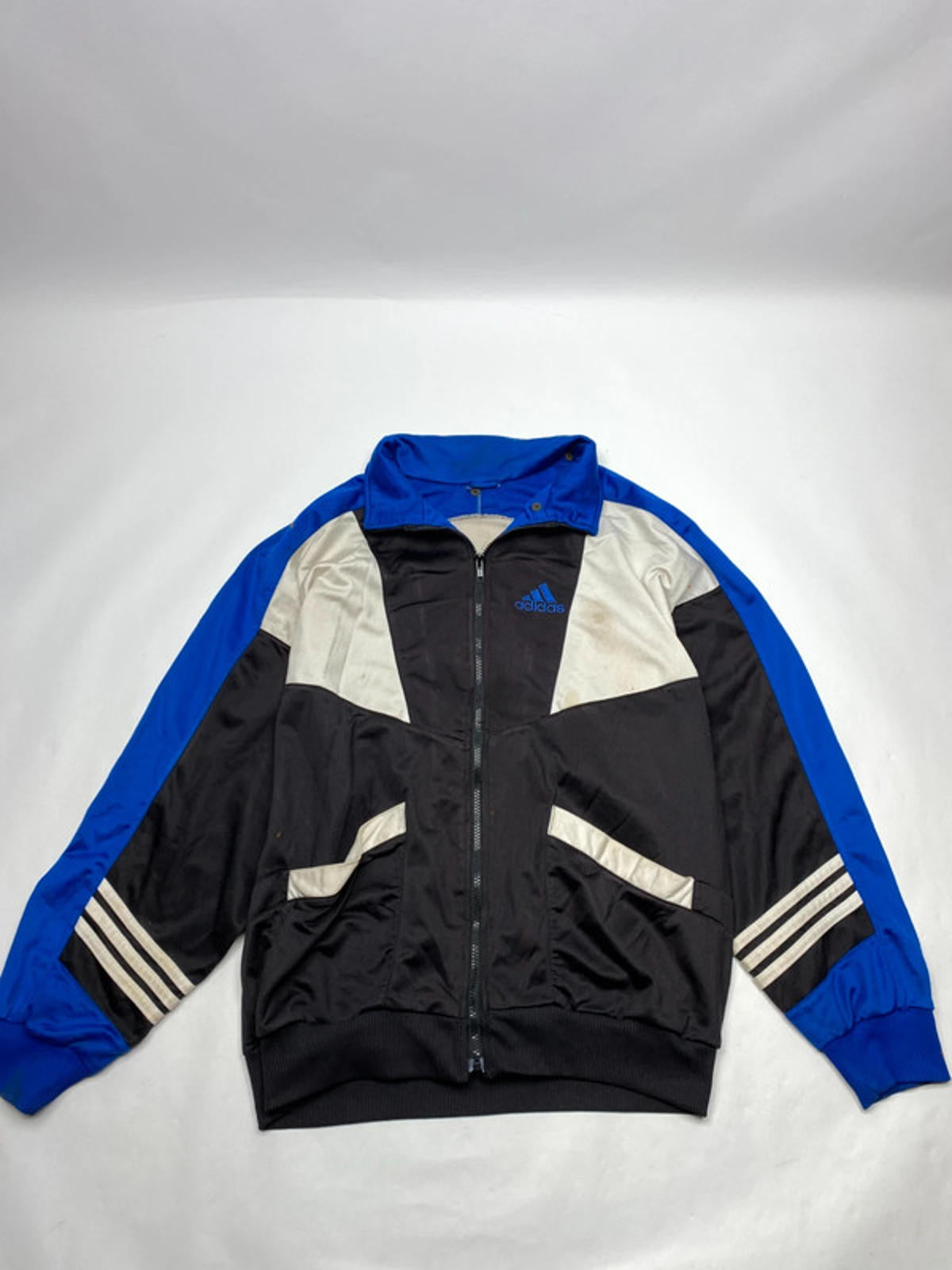 Vintage Adidas Track Jacket – Black/Blue/Beige – Men’s Size