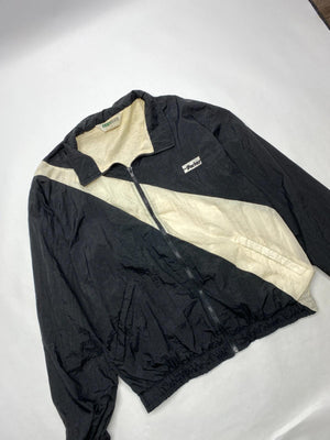 Vintage Parker Men's Windbreaker Jacket Black and Cream