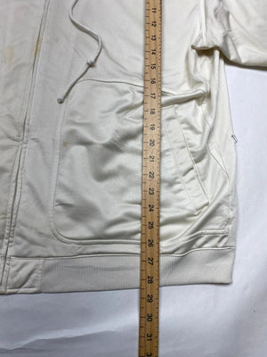 Adidas White Full-Zip Hoodie with Black 3-Stripes – Men’s XL