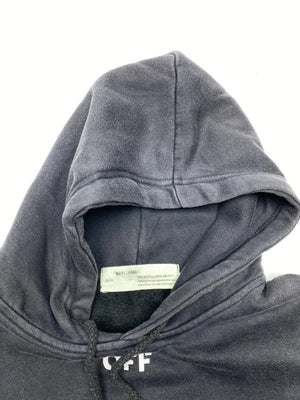 Off-White Inspired Black Hoodie with White Stripe Print (Men’s L)