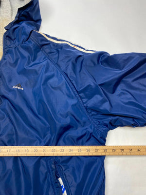 Adidas Vintage Blue Hooded Windbreaker Jacket (Men’s XXL)