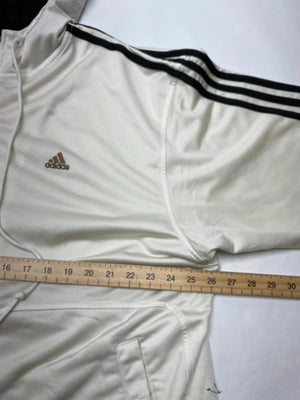 Adidas White Full-Zip Hoodie with Black 3-Stripes – Men’s XL