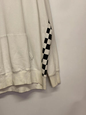 Quiksilver White Hoodie with Checkerboard Sleeve Detail