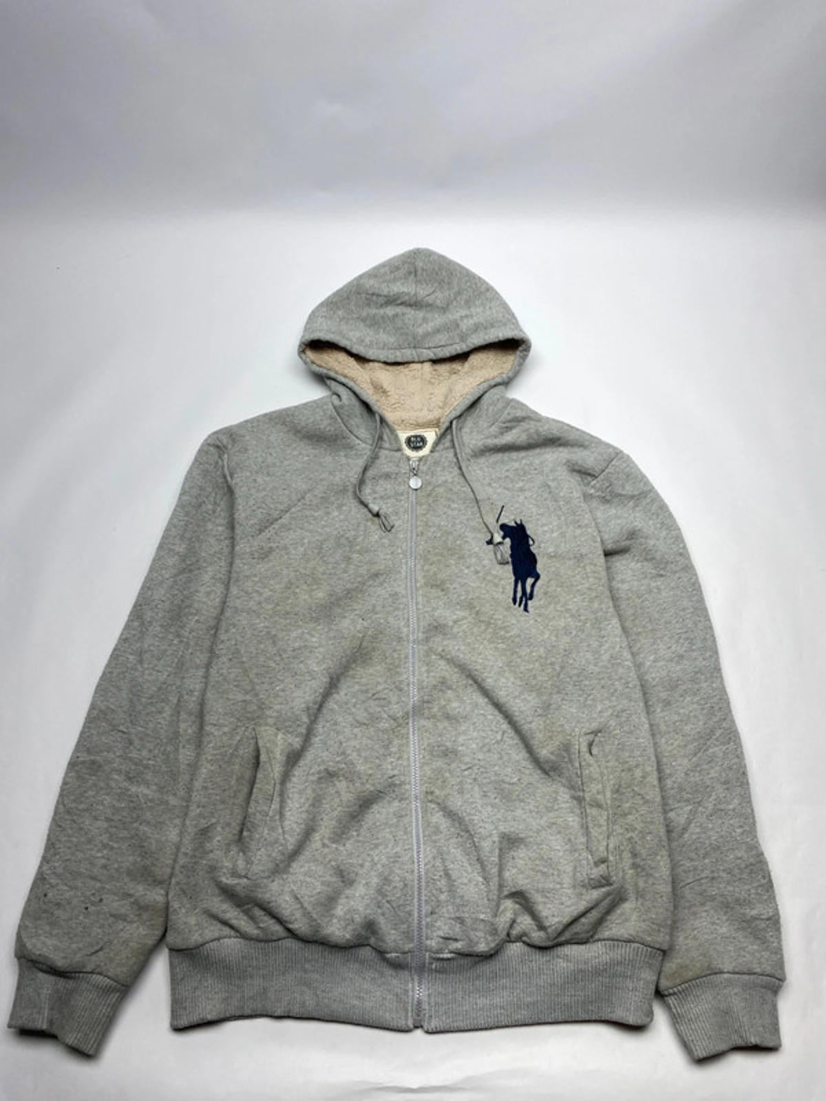 Blu Star Grey Sherpa-Lined Zip-Up Hoodie (Men’s XXXL)