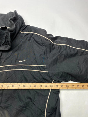Nike Men's Black Puffer Jacket with White Piping