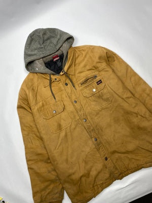 Dickies Brown Canvas Work Jacket with Grey Hood