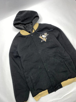Vintage NHL Pittsburgh Penguins Hooded Jacket – Black/Yellow – Men’s XL