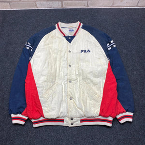 White FILA Varsity Jacket Men's XXL