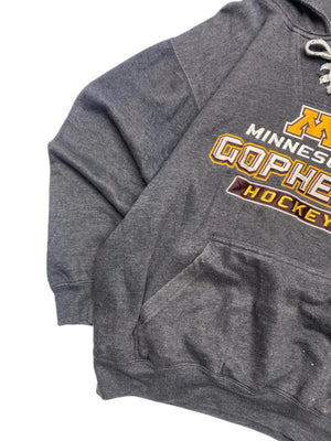 Grey Graphic Print Hoodie Men's Large