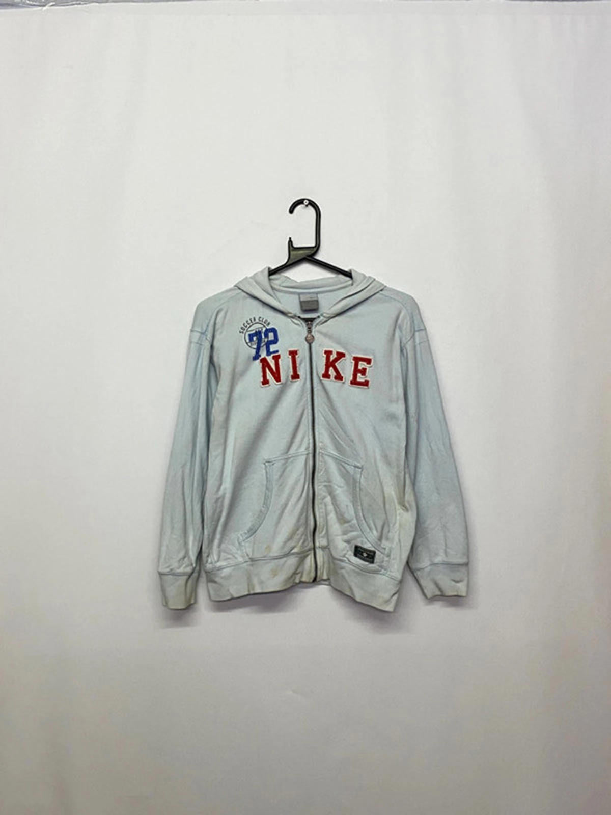 Vintage Nike Full-Zip Hoodie – Youth L (141–152 cm), Light Blue