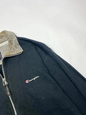 Champion USA Full Zip Sweatshirt – Vintage 90s – Black/Grey – Size S  📏 Size