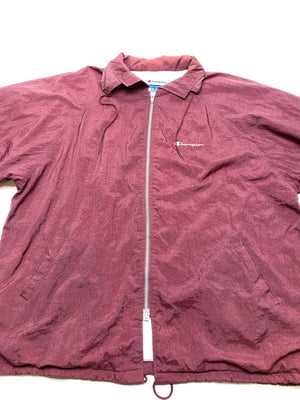 Champion Vintage Maroon Full-Zip Coach Jacket (Men’s XXL, Made in Taiwan R.O.C.)