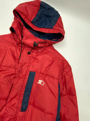 Vintage Starter Puffer Jacket – Red / Navy