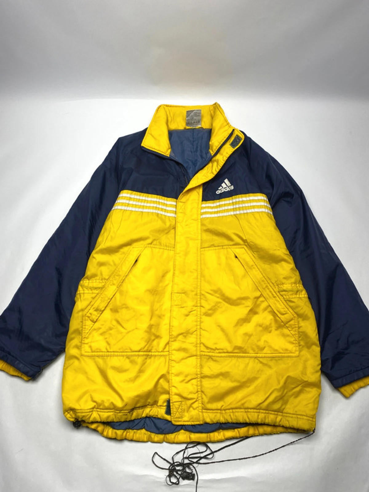 Vintage 90s Adidas Yellow & Navy Puffer / Ski Jacket