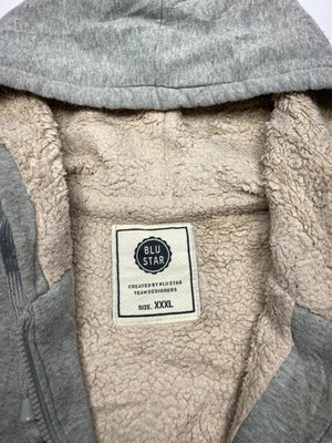 Blu Star Grey Sherpa-Lined Zip-Up Hoodie (Men’s XXXL)