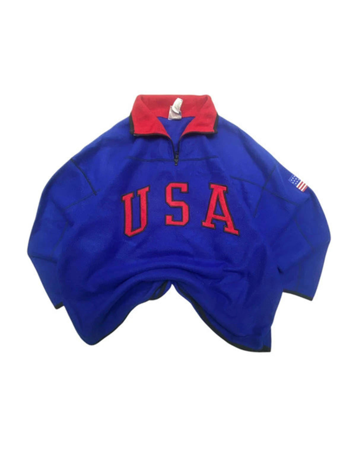 Blue USA Badge 1/4 Zip-up Fleece Sweatshirt Men's XXL
