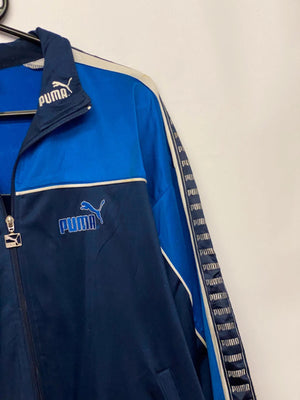 Vintage Puma Blue Track Jacket with Logo Tape Sleeves