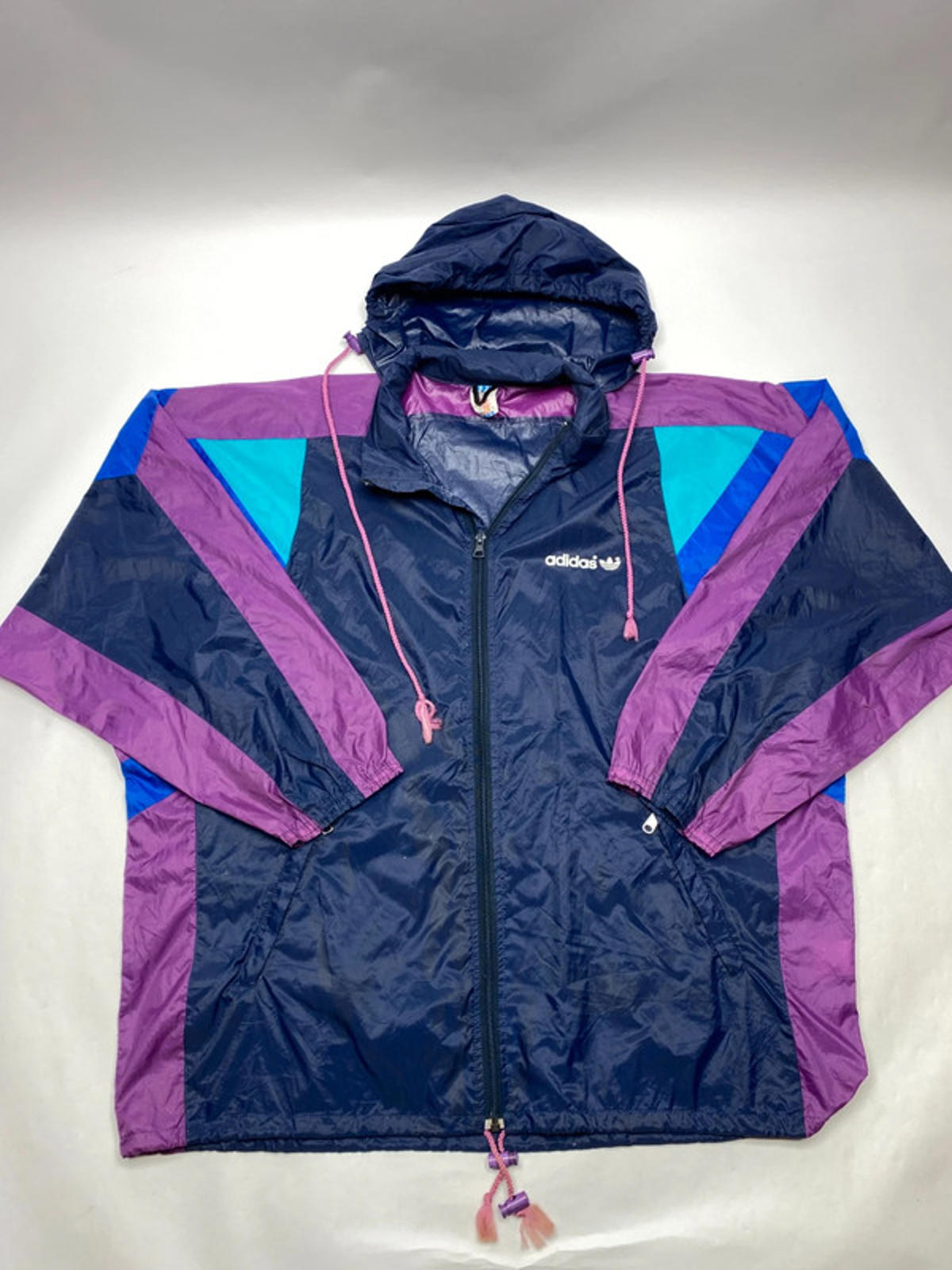 Vintage Adidas Originals 90s Windbreaker Jacket Navy / Purple / Teal