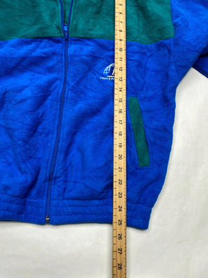 Men's Blue and Green Fleece Jacket with Full Zip