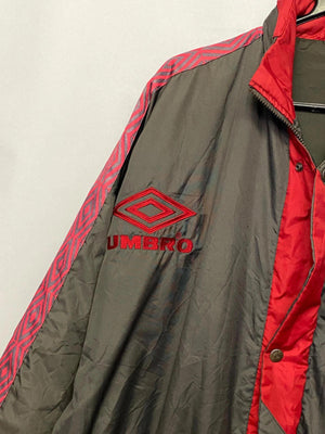 Vintage Umbro Red & Grey Oversized Football Jacket